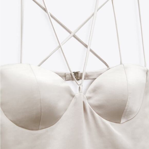 ZARA SATIN DRESS PEARL GRAY - Picture 8 of 8